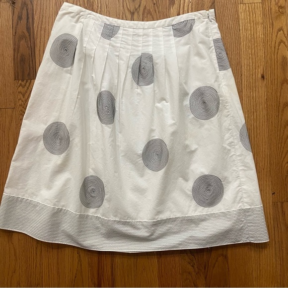 Talbots A Line Skirt Size 10P White Geometric Cotton Lined Knee Length Career - Picture 1 of 8